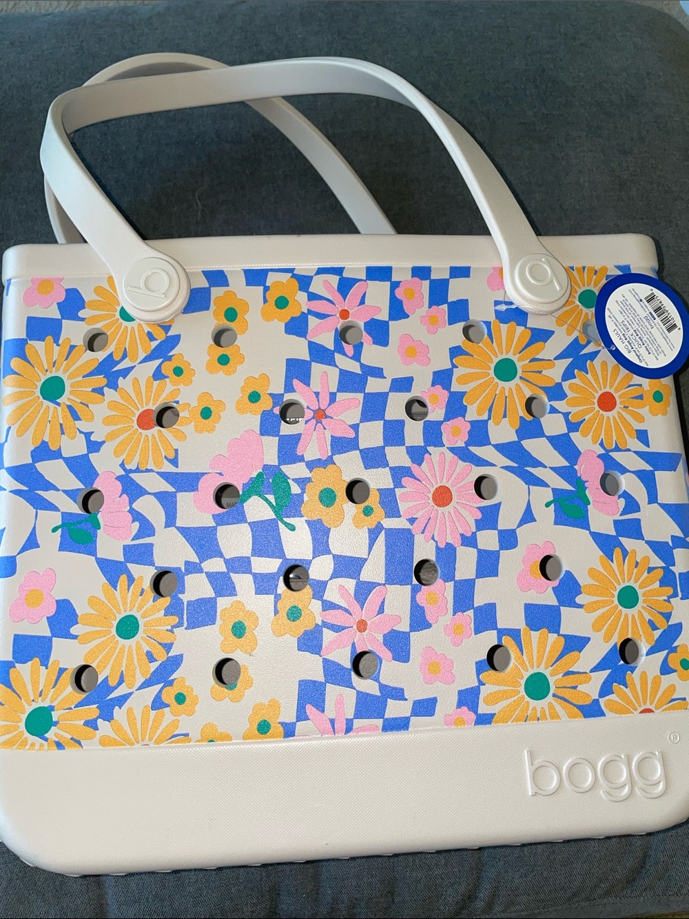 Bogg Bag Floral Tan Tote medium size